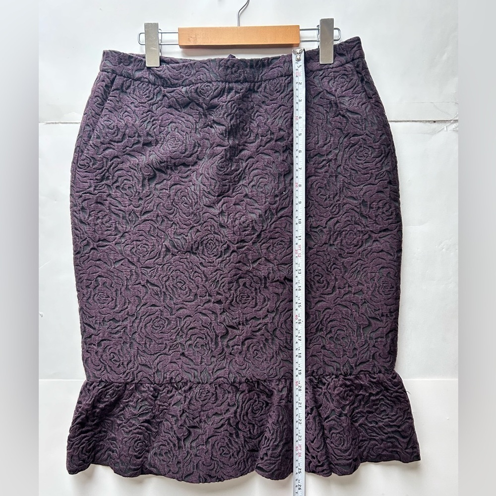 Marlowe made in Italy purple Peplum Skirt Floral print wool blend trumpet - Picture 5 of 9